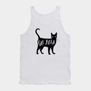 Cat Fella in Black Cat Silhouette Blue Eyes Tank Top